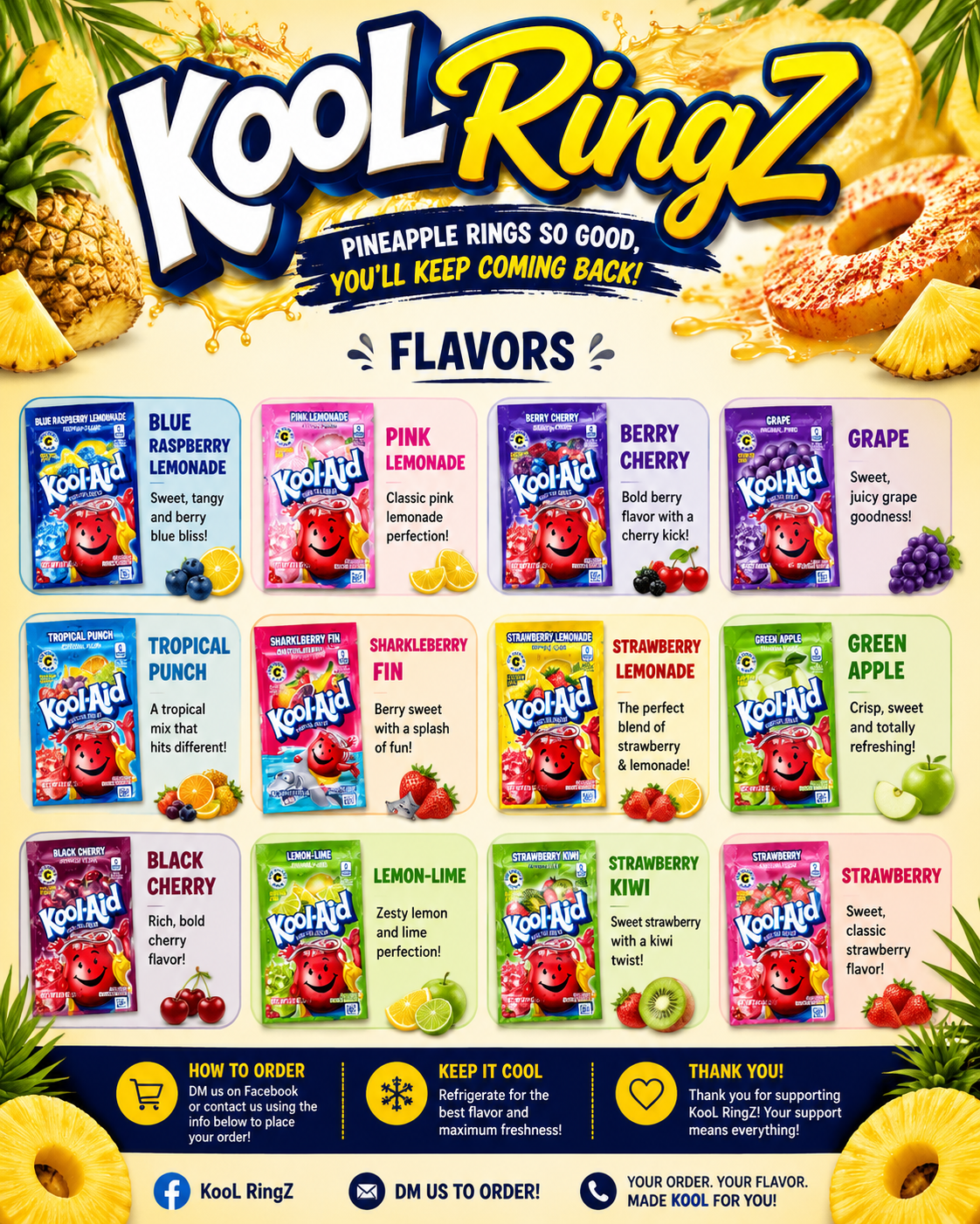 KooL RingZ menu